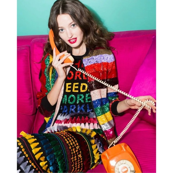 alice and olivia rainbow sequin jacket